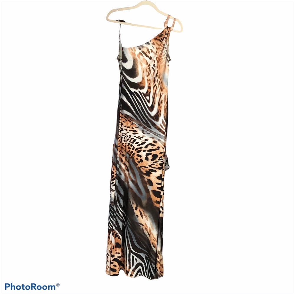 Cache Animal Print One Shoulder Maxi Medium